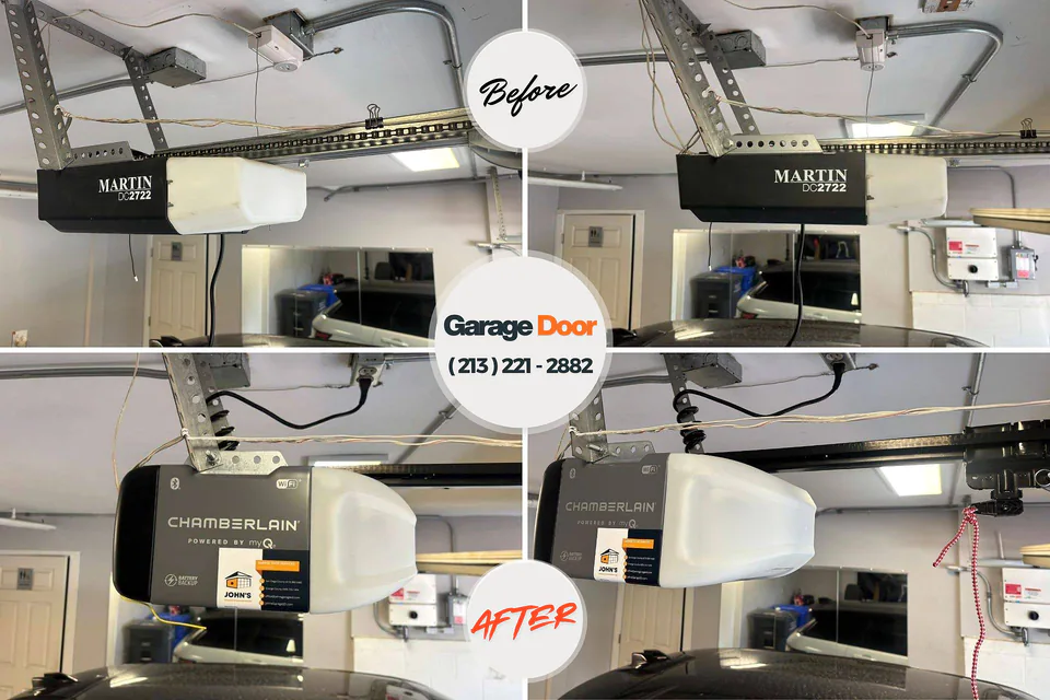 Before and after: garage door repair Fayetteville, AR